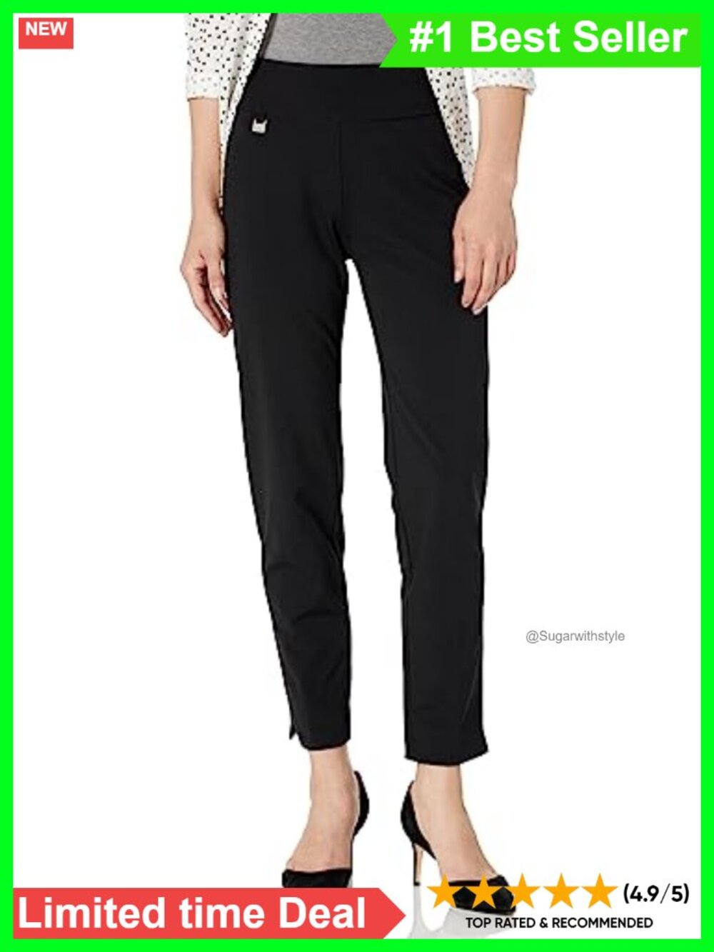 Petite Pull On Knit Ankle Pants Tummy Control Stretch Comfort